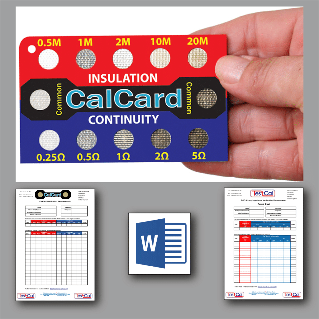 Group CalCard & MS Word Record Sheet Set - CalCard Calibration Checkbox