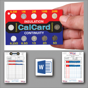 Product CalCard and Word Document set for recording Results
